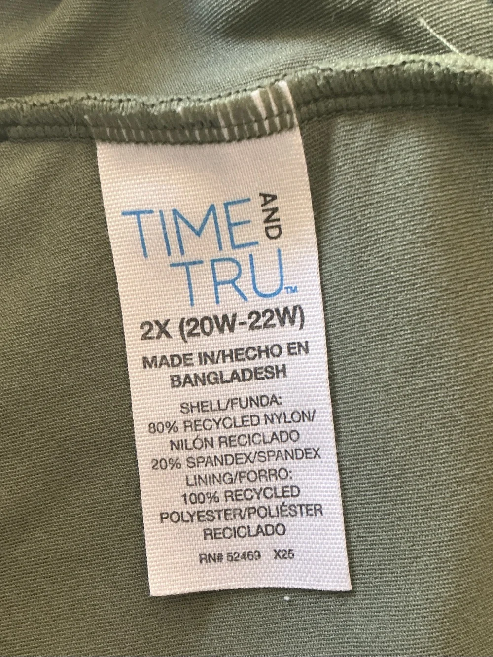 Time and Tru - Olive Green One-Piece Swim with Gold Rings